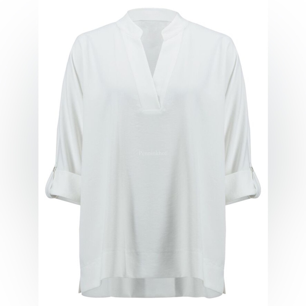 Philosophy White V-Neck Tunic Blouse Women’s 2X NWT Roll Tab Sleeve Lightweight